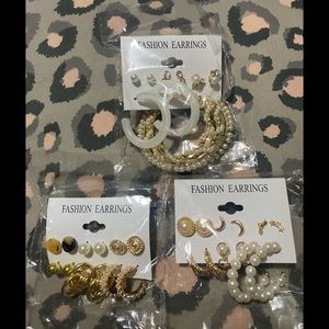 18 pair of gold stud and hoop earrings stylish classy jewelry new never worn